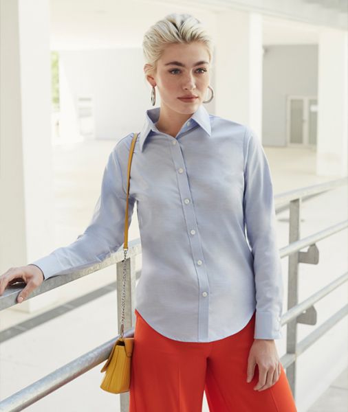 Lady-fit Long Sleeve OXFORD Shirt, Fruit of the Loom