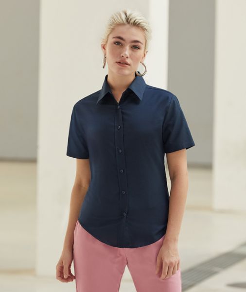 Lady-Fit Short Sleeve Oxford Shirt, Fruit of the Loom