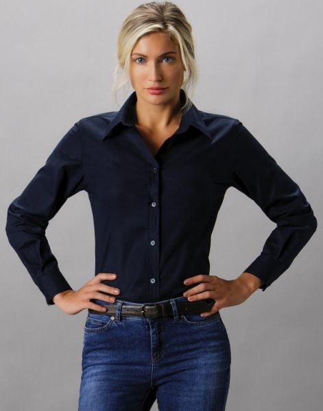 Workwear Oxford Women Long Sleeve Shirt, Kustom Kit