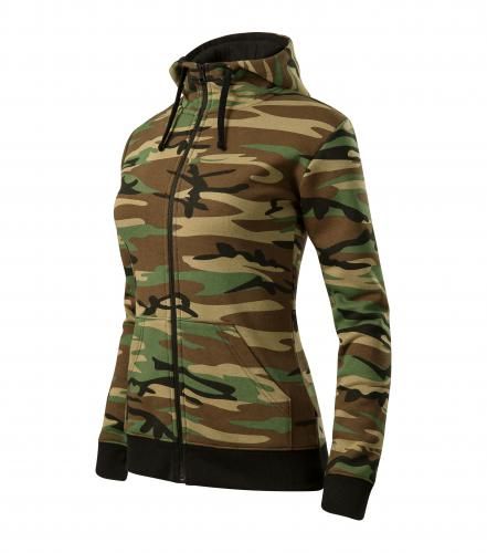 Hooded Women Camouflage Sweater, Malfini Como Zipper