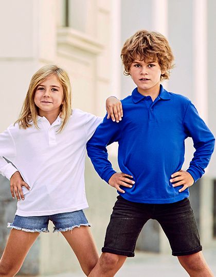 Polo Shirt for Kids, Long Sleeve, Fruit of the Loom