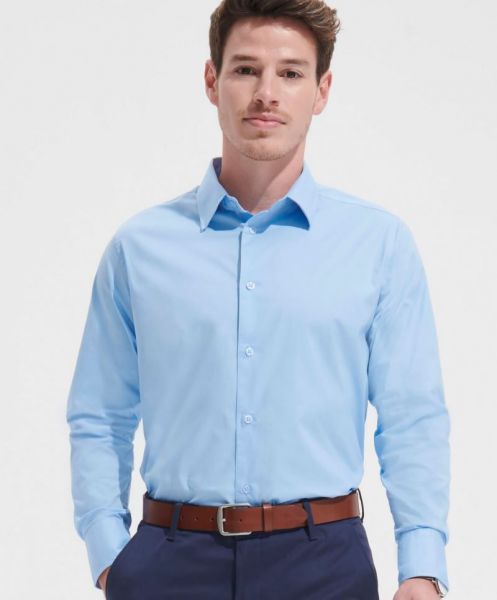 Long Sleeve Stretch Men Shirt, Sol's Brighton