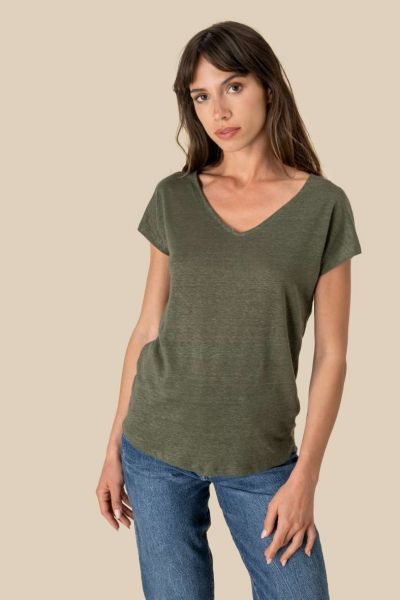 Ladies Linen V-Neck T-Shirt
